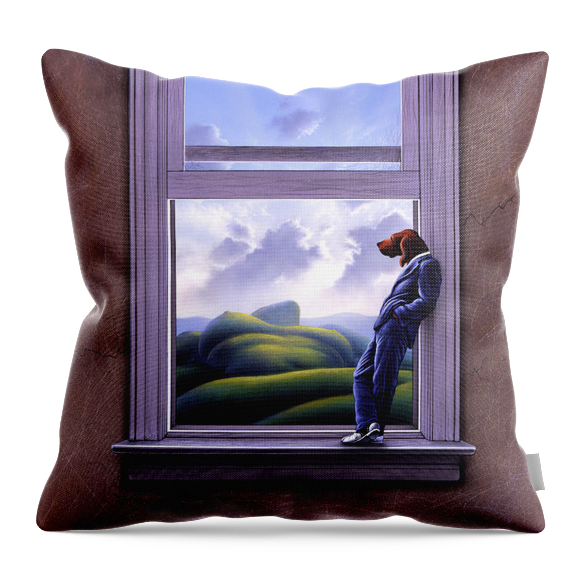 Surreal Throw Pillow featuring the painting Window of Dreams by Jerry LoFaro