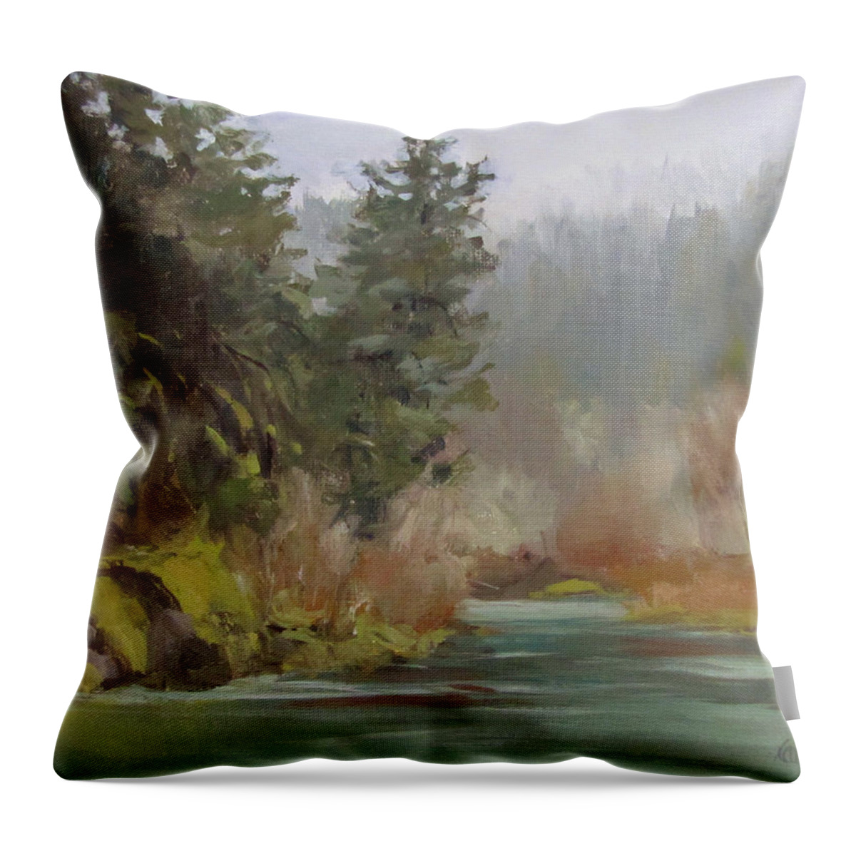 Plein Air Throw Pillow featuring the painting Winter at Swiftwater by Karen Ilari