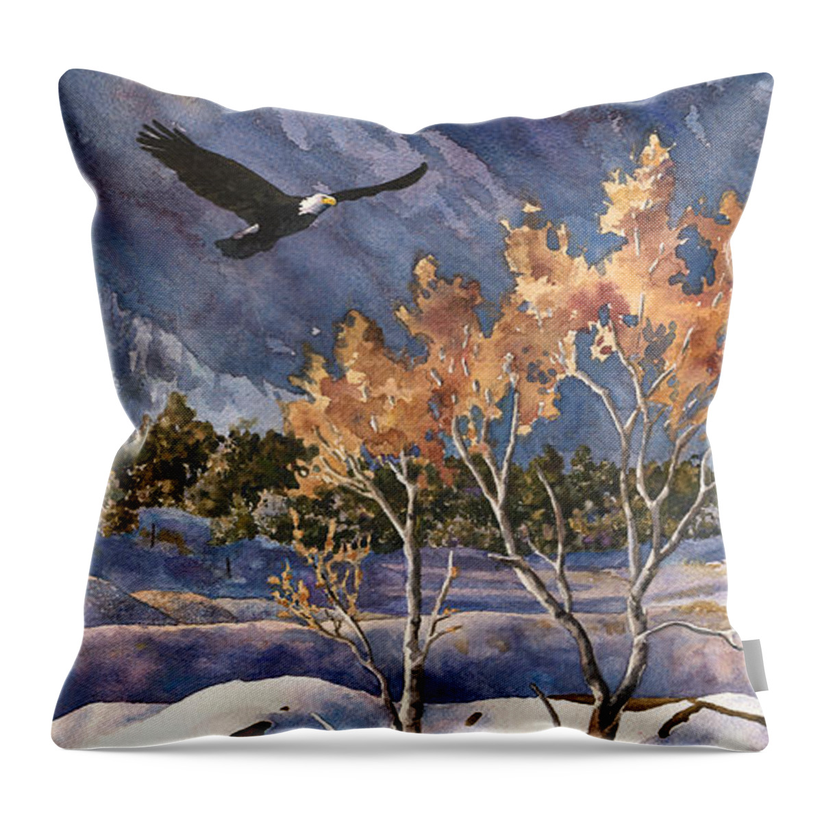 Colorado Rocky Mountain Painting Throw Pillow featuring the painting Winter Drift by Anne Gifford
