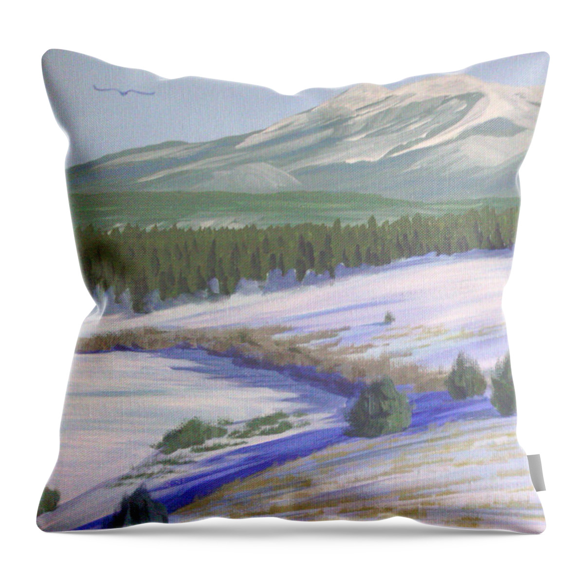 Winter Throw Pillow featuring the painting Winter Eagle at Mormon Lake by Cheryl Fecht