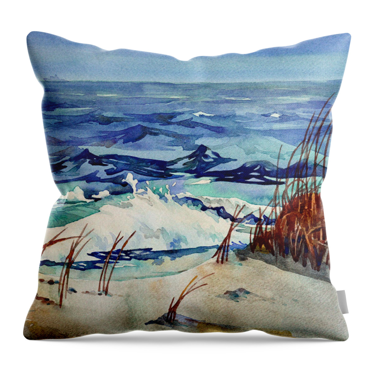 Water Throw Pillow featuring the painting Winter Waves by Mick Williams