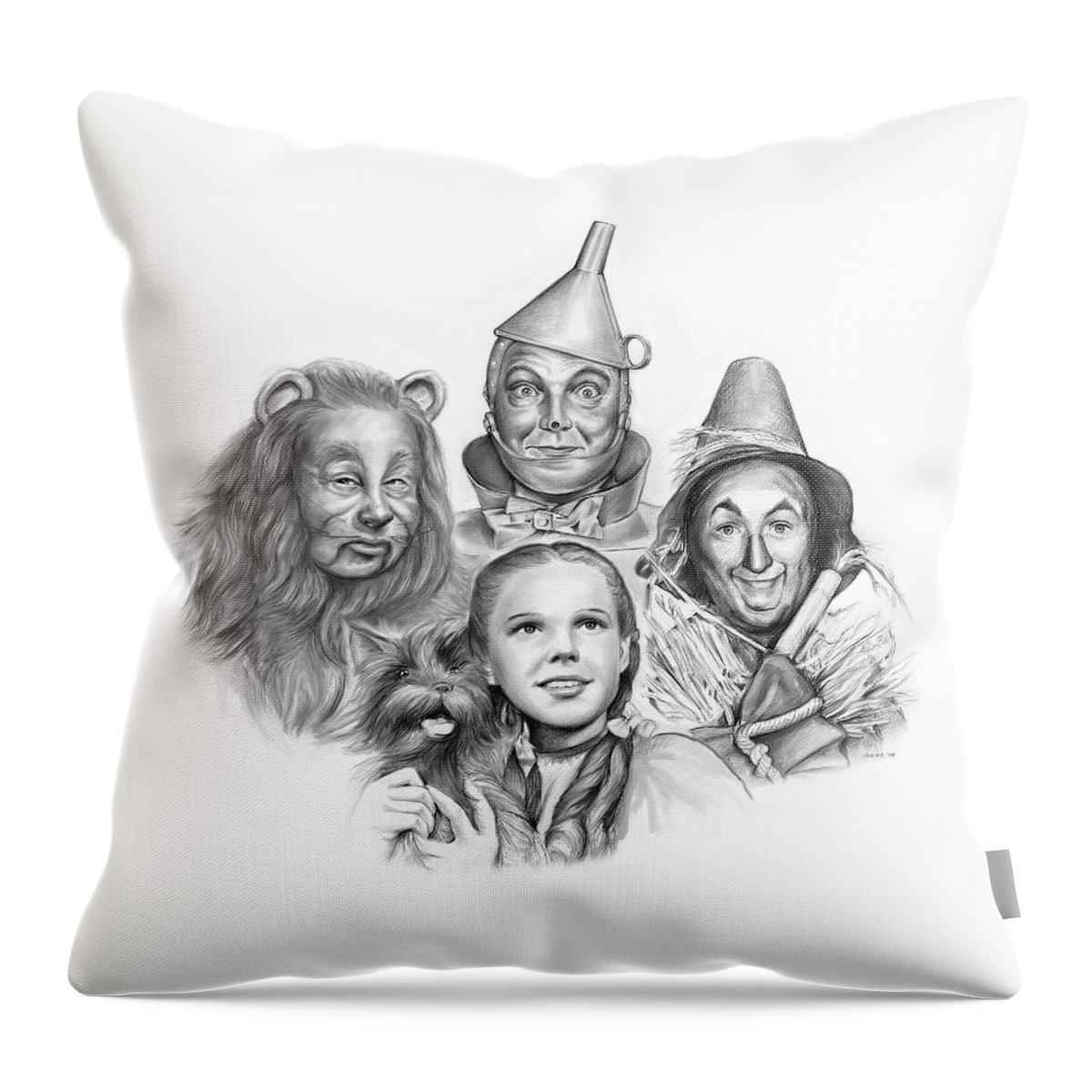 Wizard Of Oz Throw Pillow featuring the drawing Wizard of Oz by Greg Joens