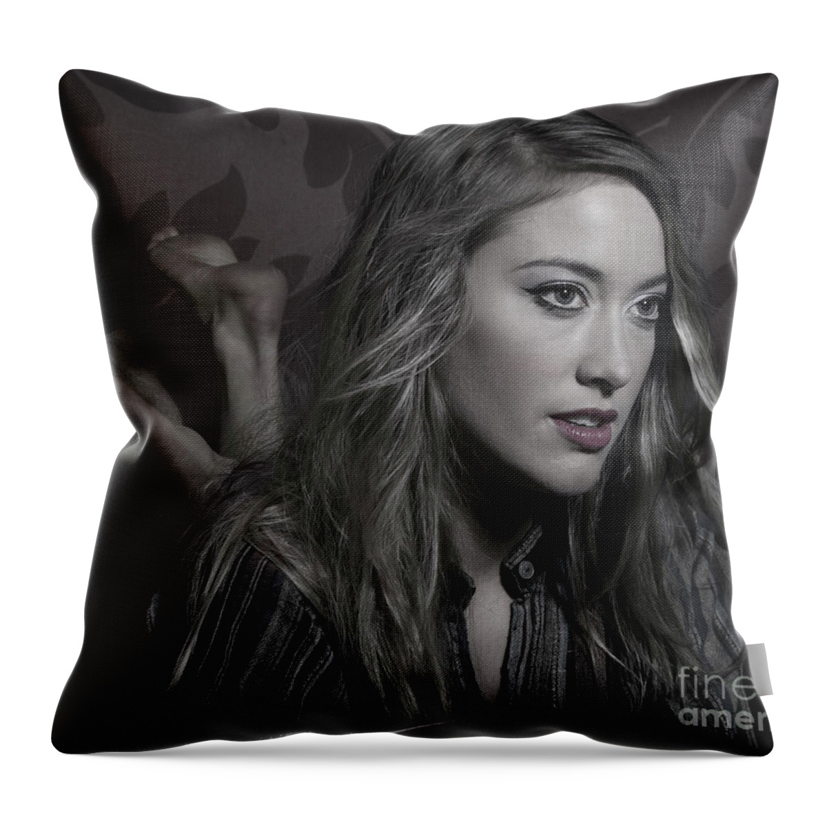Festblues Throw Pillow featuring the photograph Woman... by Nina Stavlund