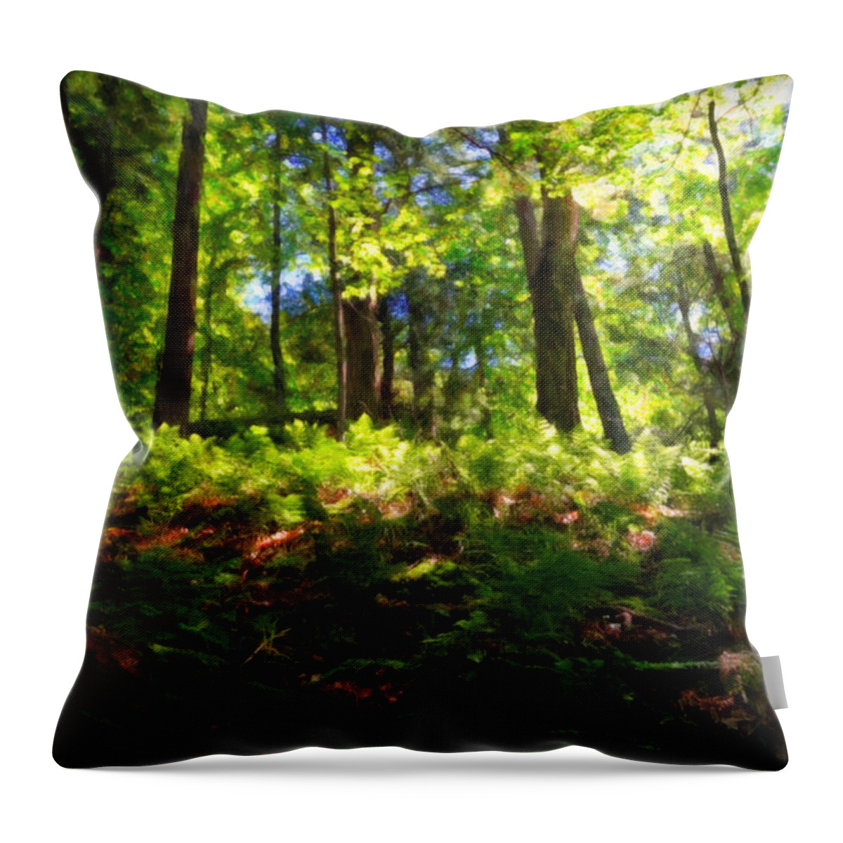 Wisconsin Throw Pillow featuring the painting Woodland by Lars Lentz
