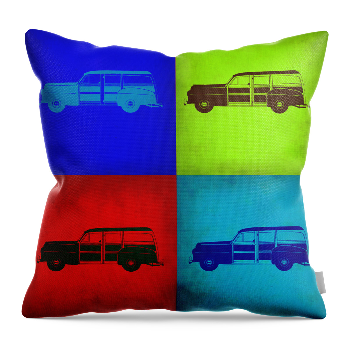 Ford Woody Throw Pillow featuring the painting Woody Wagon Pop Art 1 by Naxart Studio