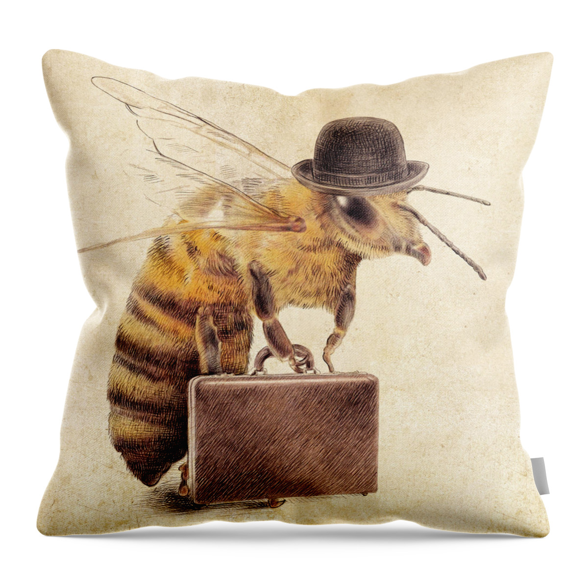 Bee Throw Pillow featuring the drawing Worker Bee by Eric Fan