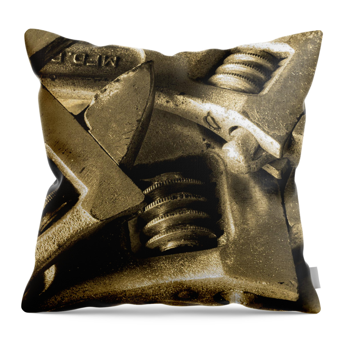 Hand Tools Throw Pillow featuring the photograph Wrenches by Michael Eingle