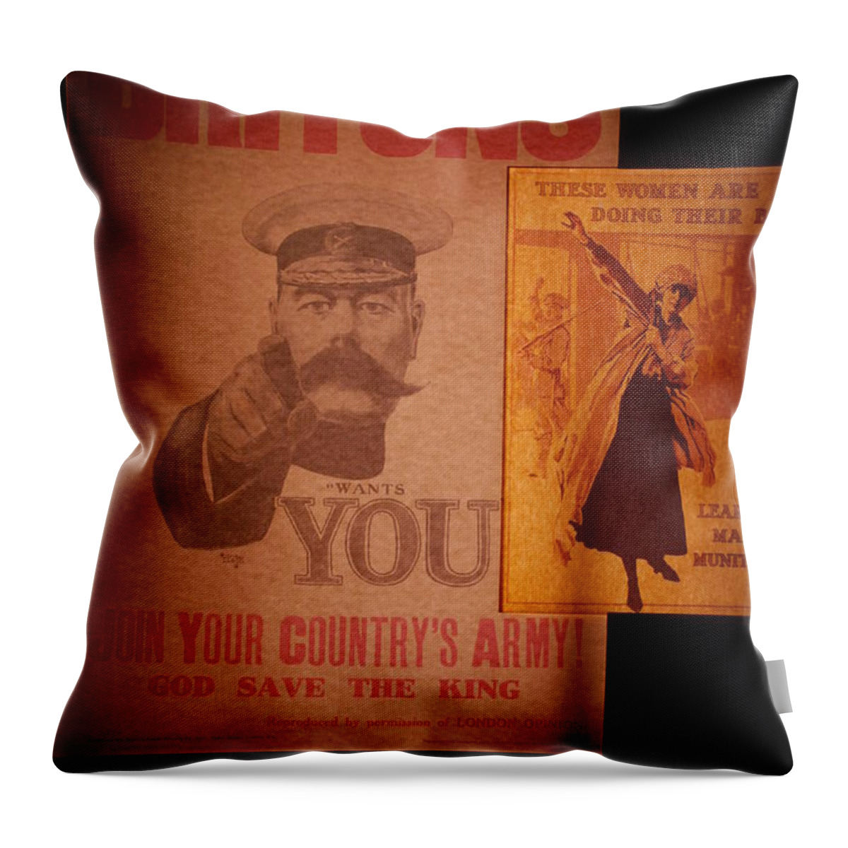 Wwi Throw Pillow featuring the photograph WW1 Recruitment Posters by Kenny Glover