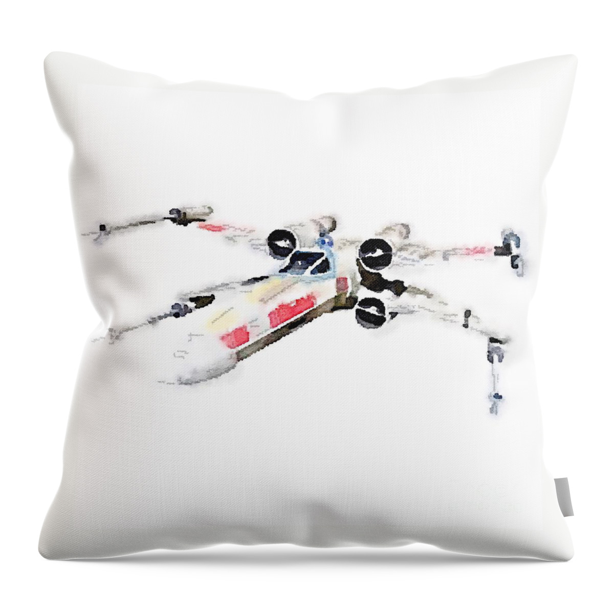 Aquarelle Throw Pillow featuring the painting X-wing by HELGE Art Gallery