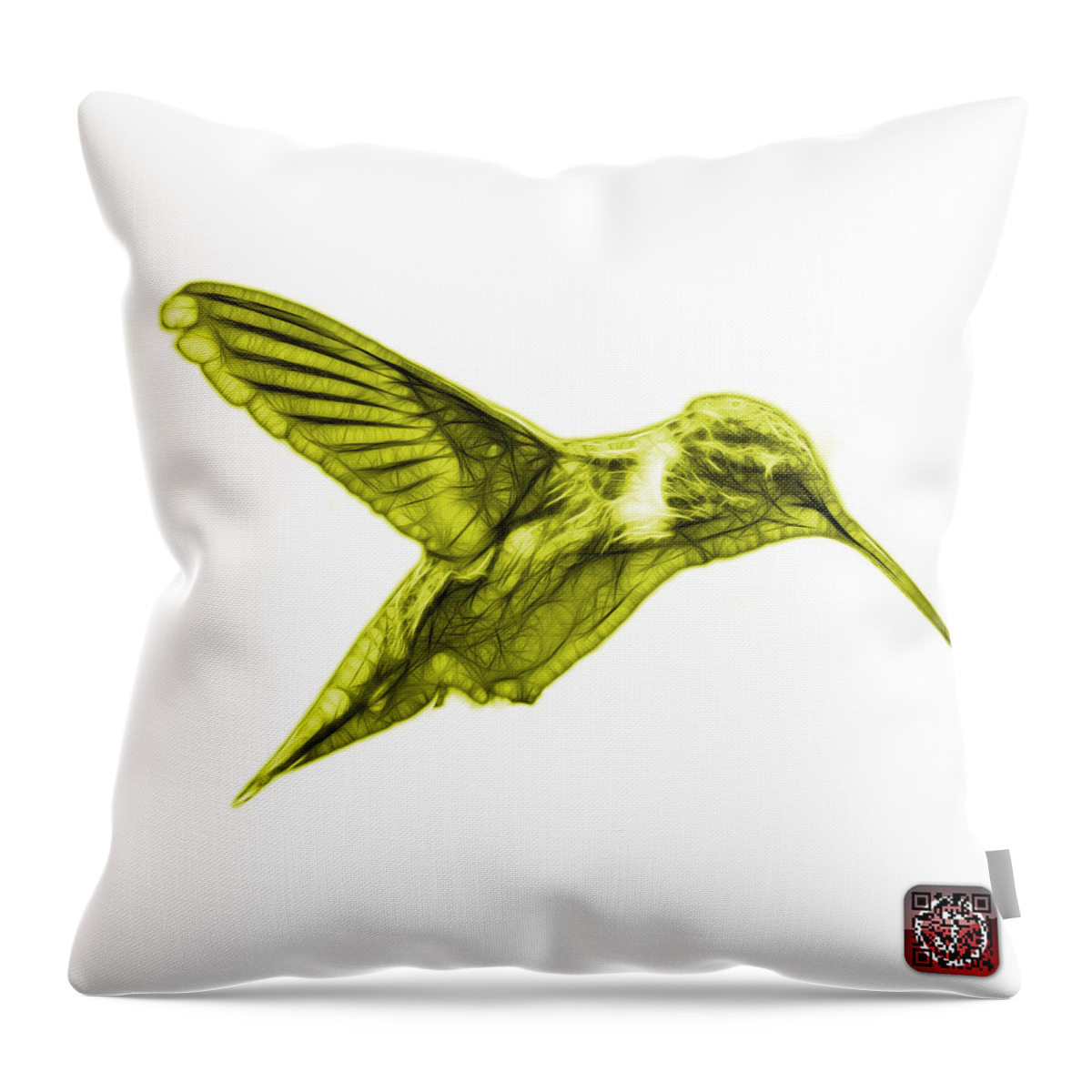 Hummingbird Throw Pillow featuring the digital art Yellow Hummingbird - 2054 F S by James Ahn
