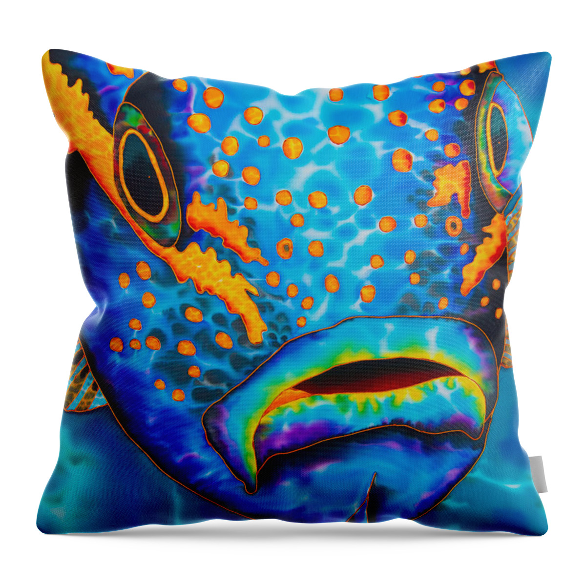 Yellowtail Snapper Throw Pillow featuring the painting Yellowtail Snapper by Daniel Jean-Baptiste