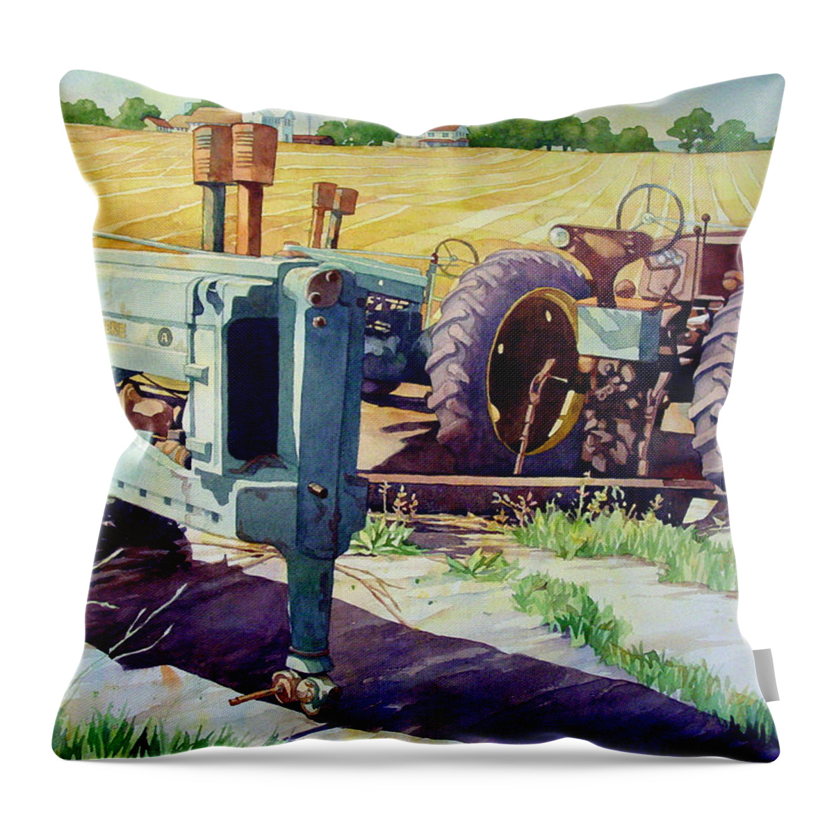Rustic Throw Pillow featuring the painting Yesterday's News by Mick Williams