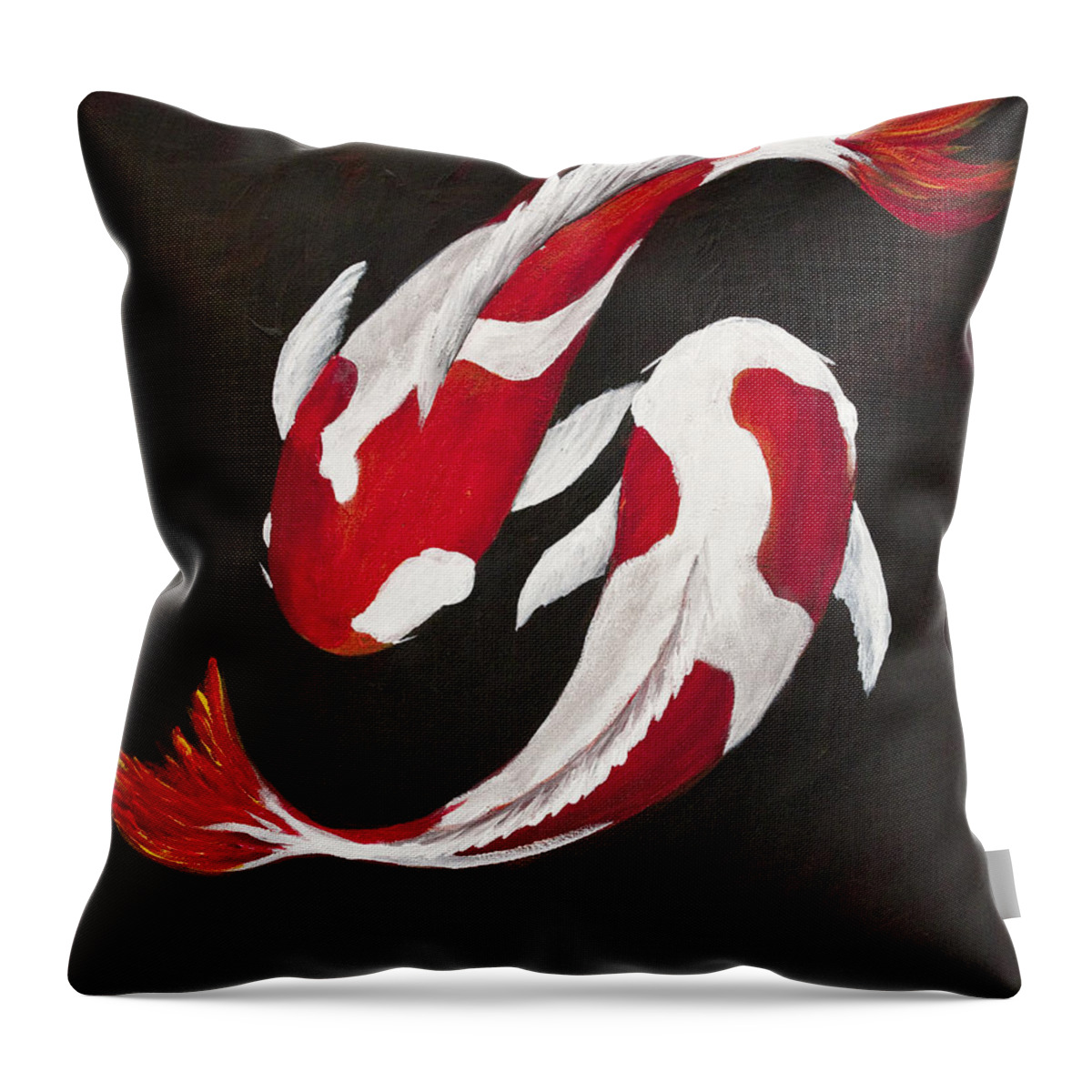 Animal Throw Pillow featuring the painting Yin and Yang by Darice Machel McGuire
