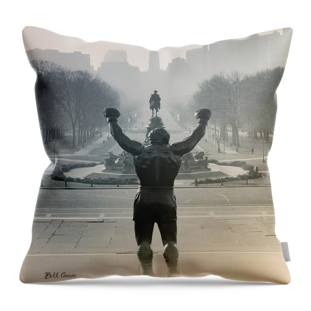 Rocky Throw Pillow featuring the photograph Yo Adrian by Bill Cannon