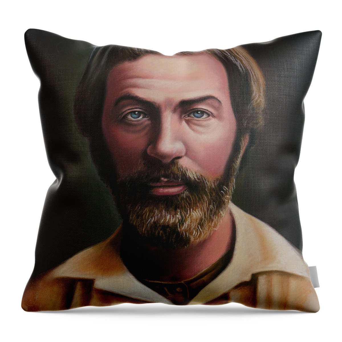 Walt Whitman Throw Pillow featuring the pastel Young Walt Whitman by Miguel Tio