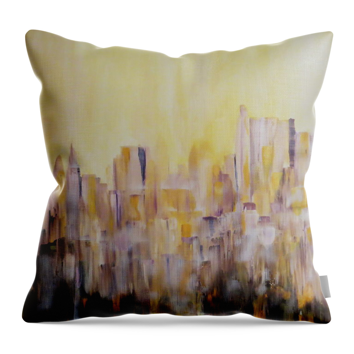 Cityscape Throw Pillow featuring the painting Your View?  by Soraya Silvestri