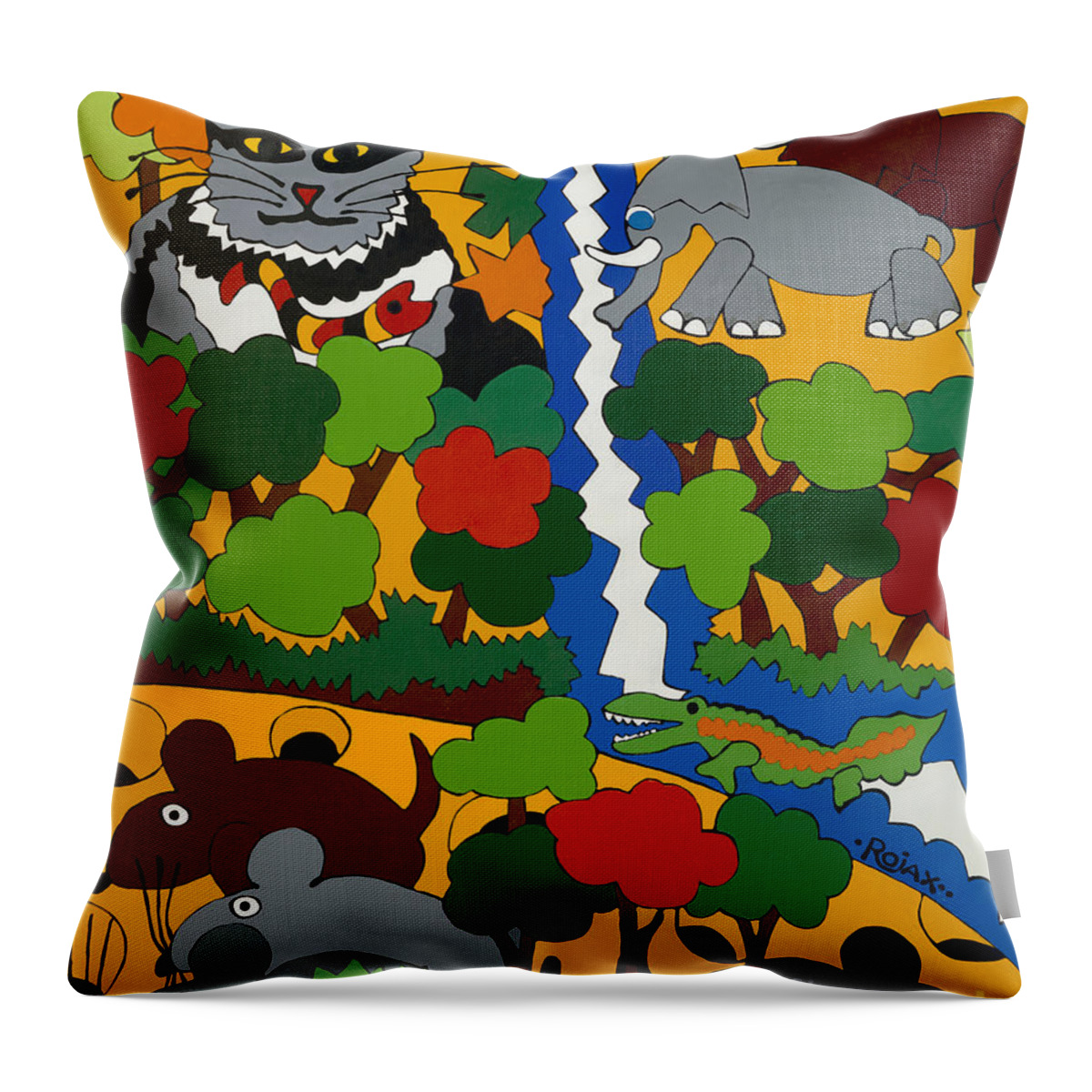 Cat Throw Pillow featuring the painting Zane Grey in Africa by Rojax Art