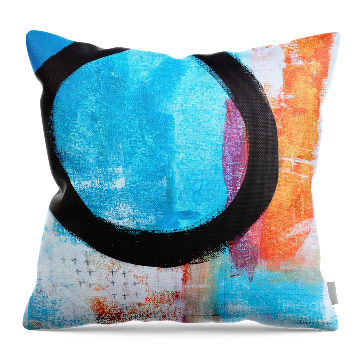 Abstract Throw Pillow featuring the painting Zen Abstract #32 by Linda Woods