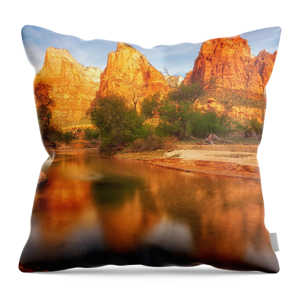 Zion Throw Pillow featuring the photograph Zion First Light by Darren White