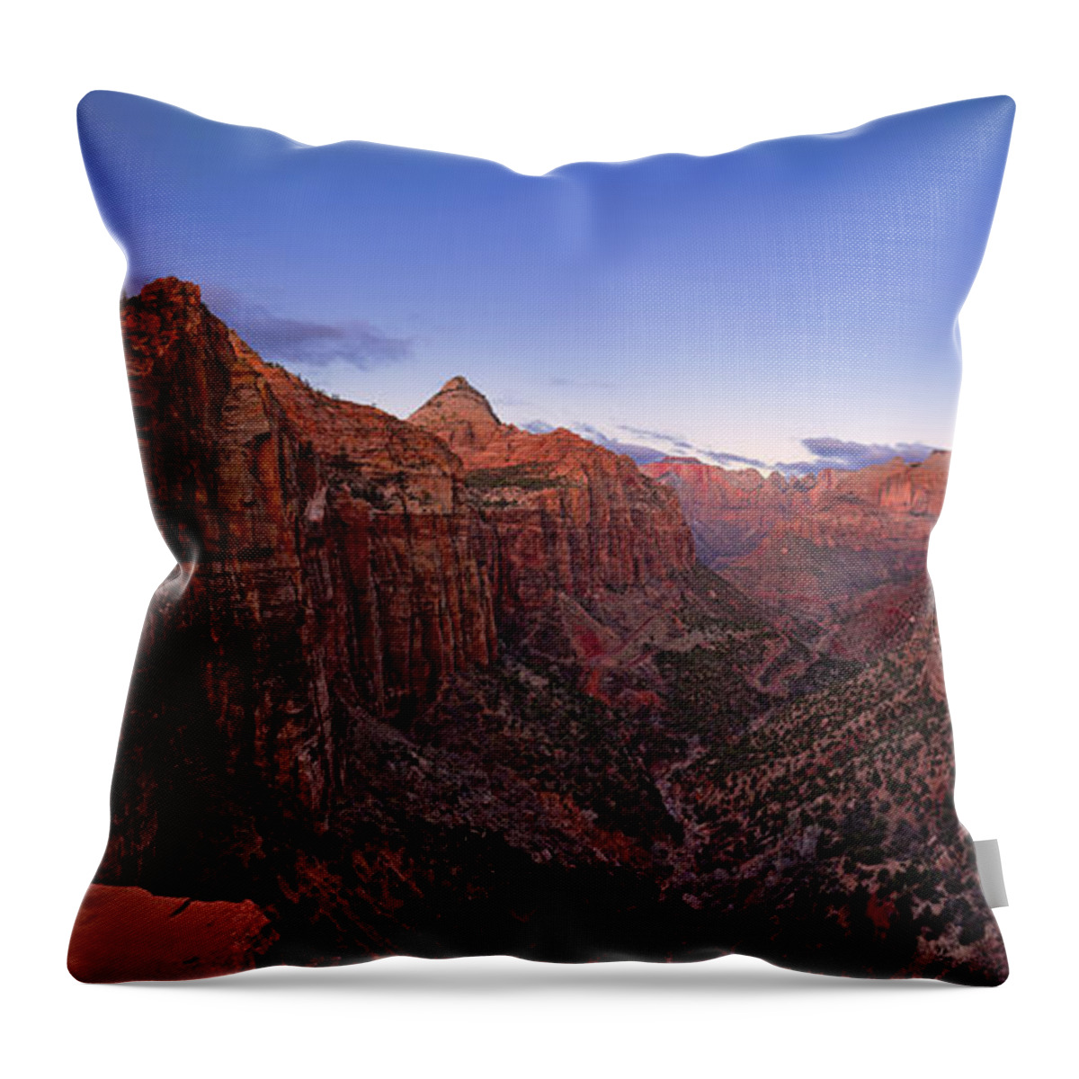 Chad Dutson Throw Pillow featuring the photograph Zion's Twilight by Chad Dutson