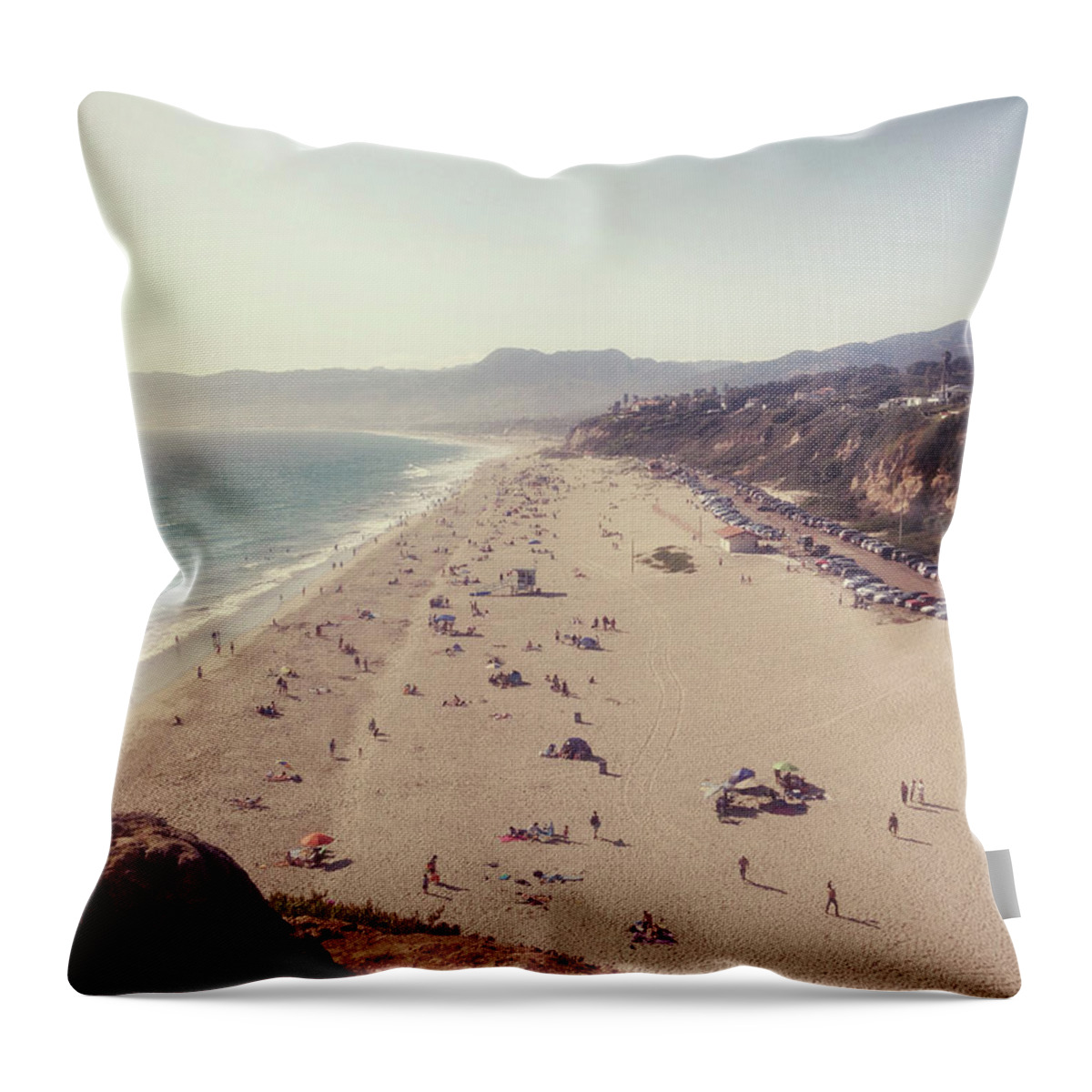 Water's Edge Throw Pillow featuring the photograph Zuma Beach At Sunset Malibu, Ca by William Andrew
