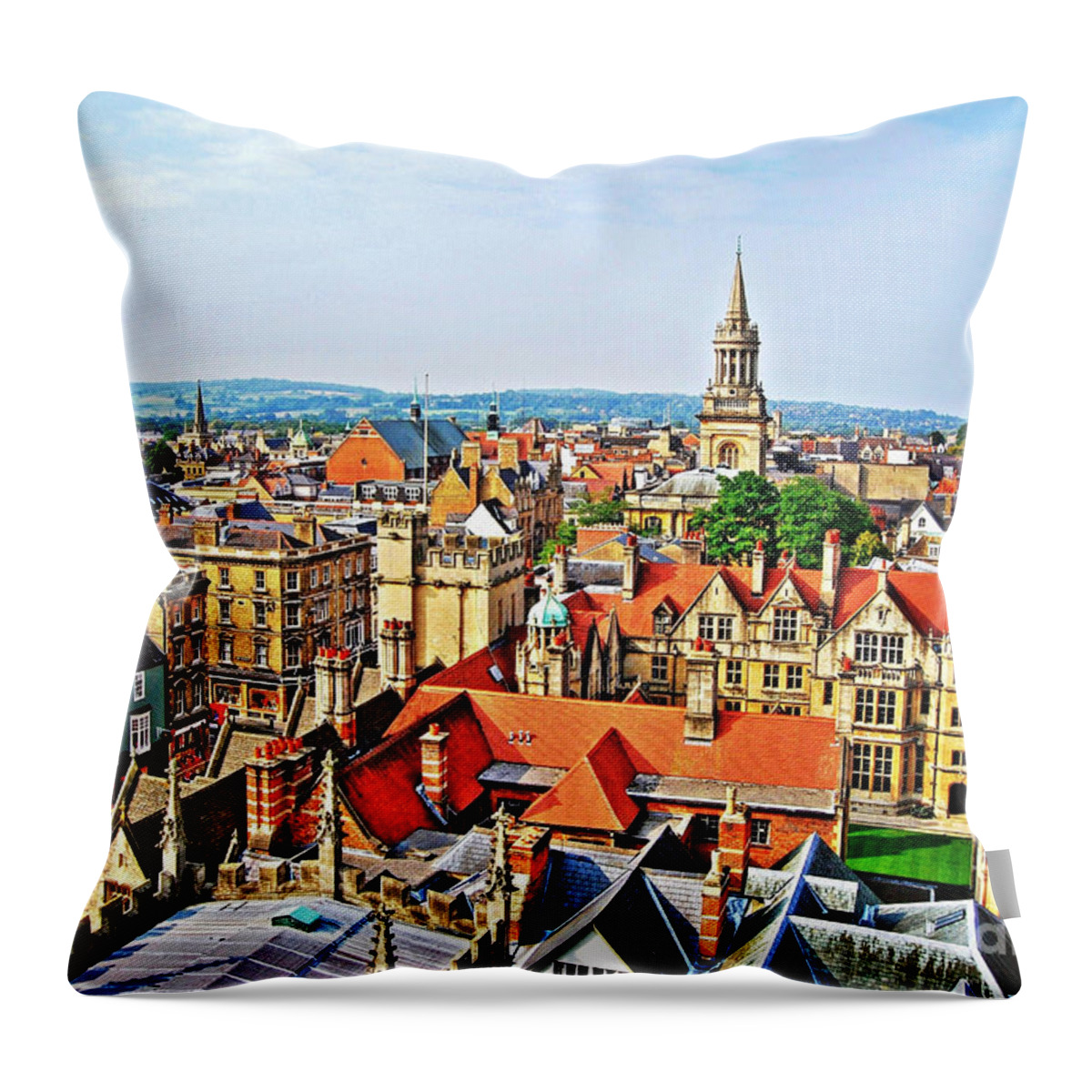Yhun Suarez Throw Pillow featuring the photograph Oxford Cityscape by Yhun Suarez