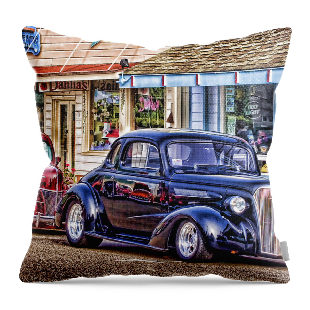 Florence Oregon Throw Pillow featuring the photograph Classic Car Show by Carol Leigh