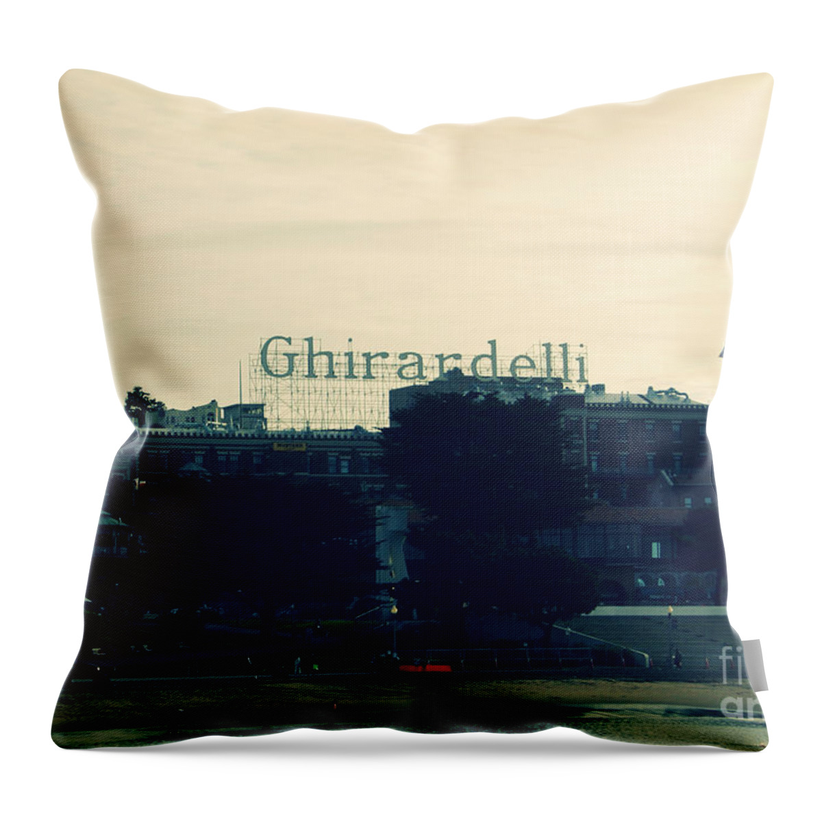 Ghirardelli Square Throw Pillow featuring the photograph Ghirardelli Square by Linda Woods