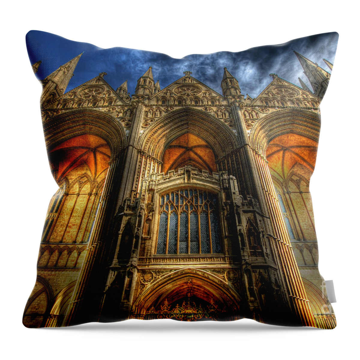Yhun Suarez Throw Pillow featuring the photograph Peterborough Cathedral by Yhun Suarez