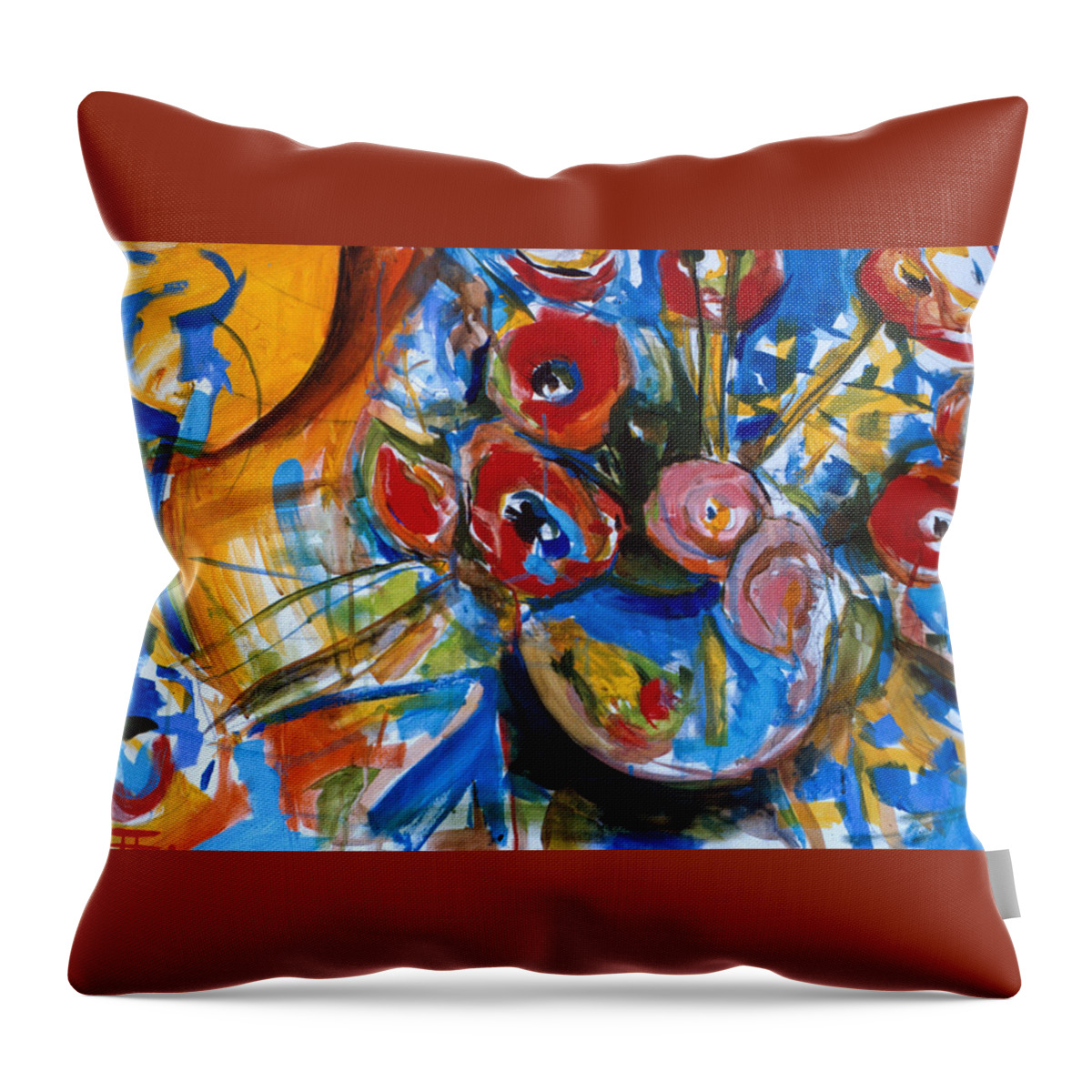Poppies Throw Pillow featuring the painting Poppies by John Gholson