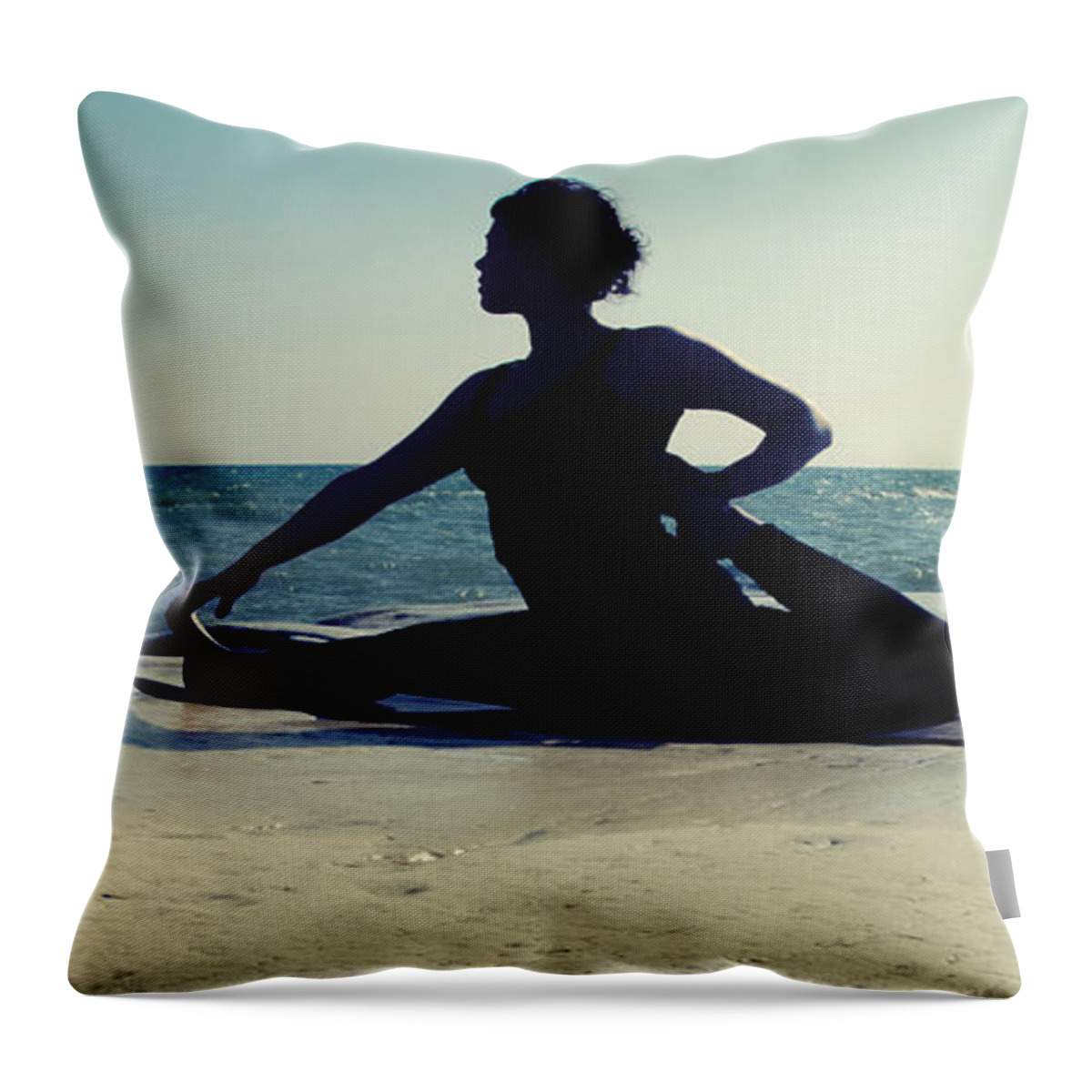 Beach Throw Pillow featuring the photograph Yoga by Stelios Kleanthous