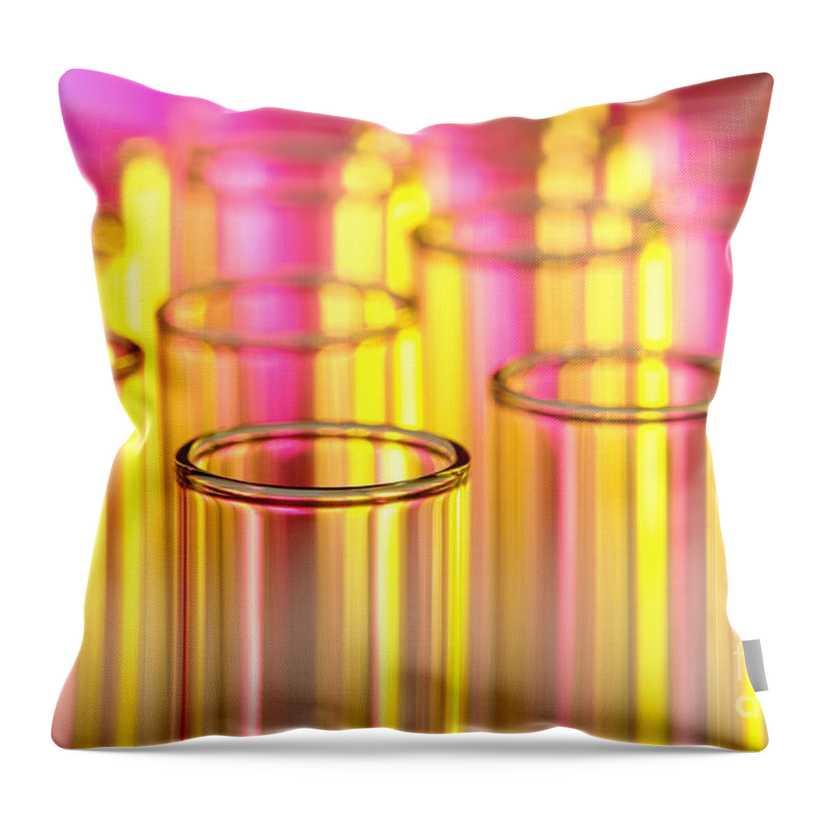 Test Throw Pillow featuring the photograph Laboratory Test Tubes in Science Research Lab by Science Research Lab By Olivier Le Queinec