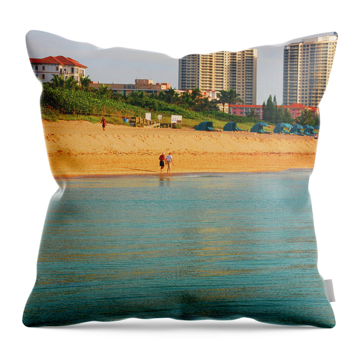  Shore Throw Pillow featuring the photograph 15-Morning Stroll by Joseph Keane