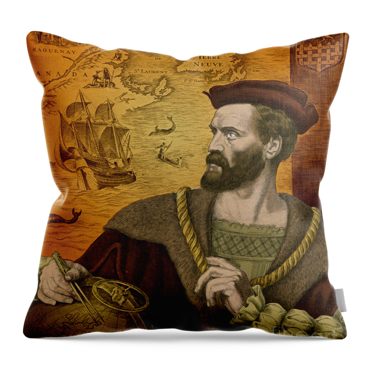 Jacques Cartier French Explorer Throw Pillow For Sale By Science Source