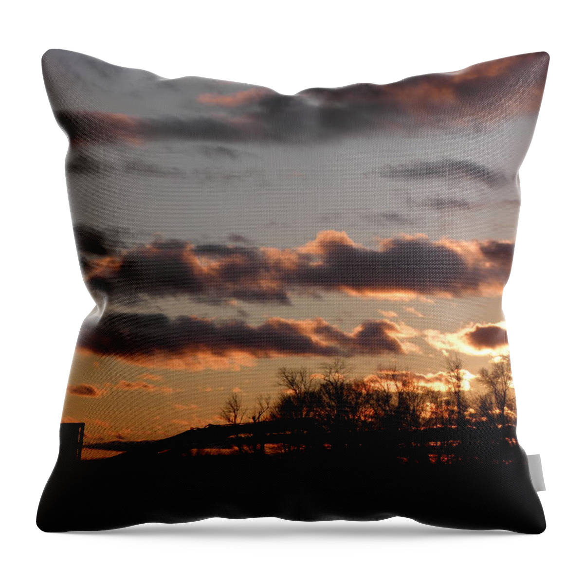 Sunset Throw Pillow featuring the photograph A Farmers Day Is Done by Kim Galluzzo Wozniak