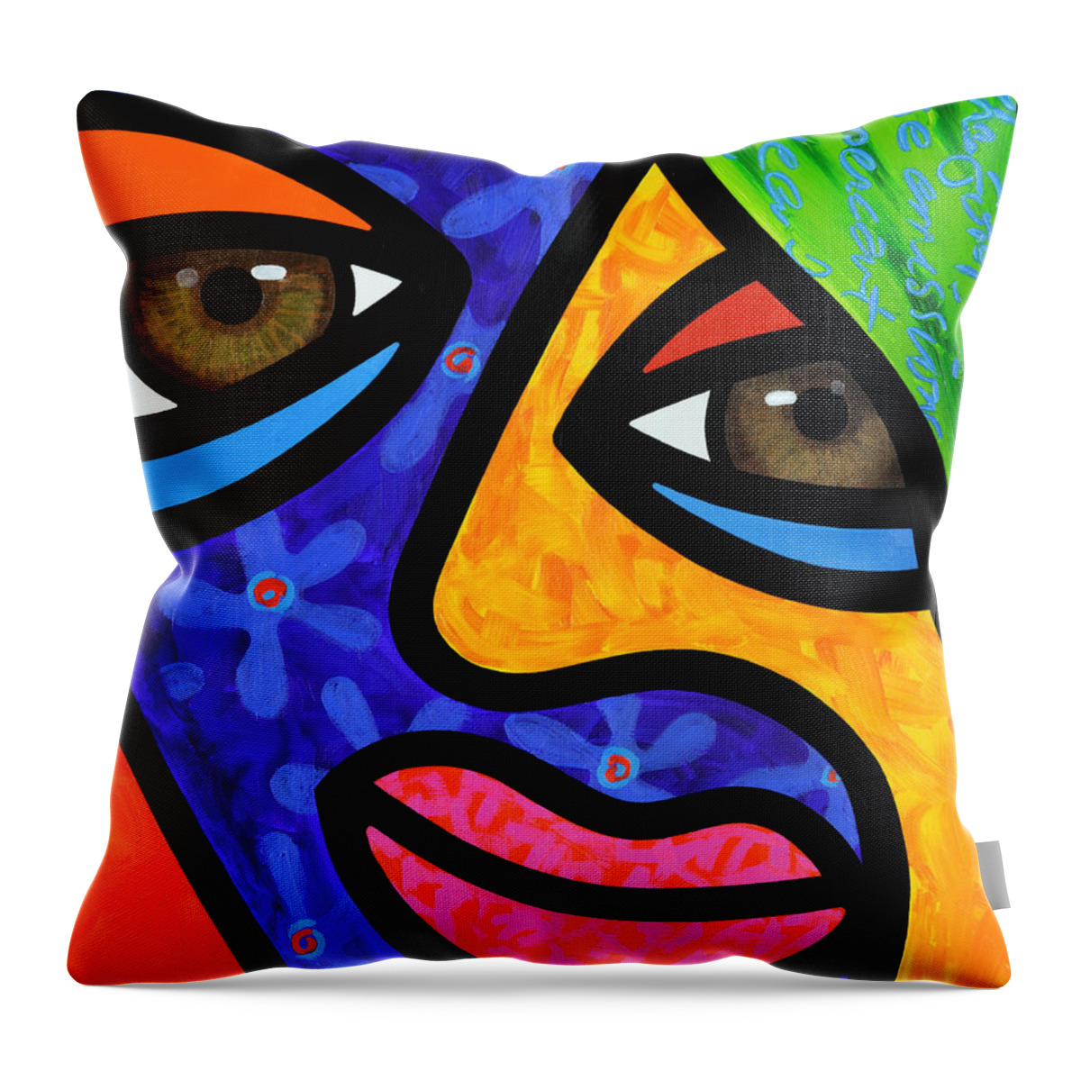 Eyes Throw Pillow featuring the painting Aly Alee by Steven Scott