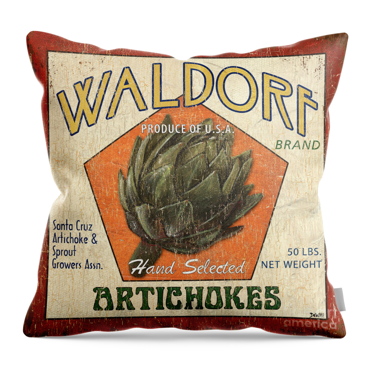 Artichokes Throw Pillow featuring the painting Americana Veggies by Debbie DeWitt