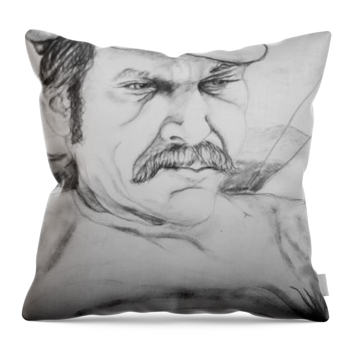 Portrait Throw Pillow featuring the drawing An Inward Sea by Rory Siegel
