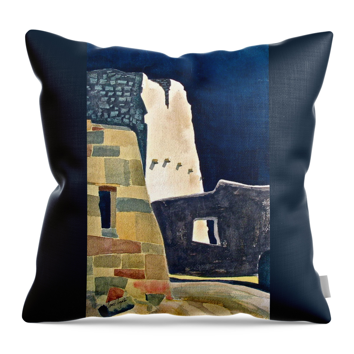 Mesa Throw Pillow featuring the painting Ancient Form by Frank SantAgata