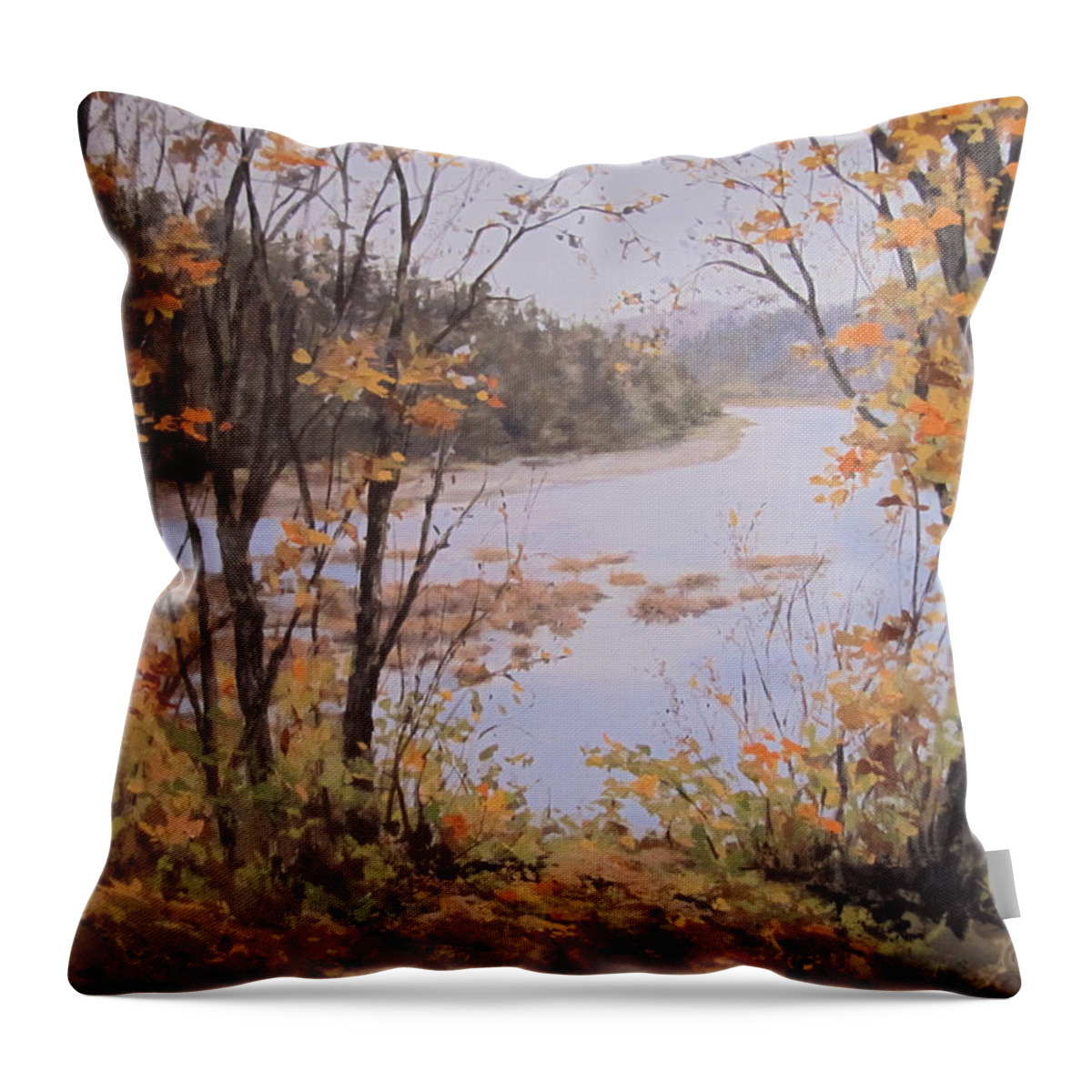 Autumn Throw Pillow featuring the painting Autumn Splash by Karen Ilari