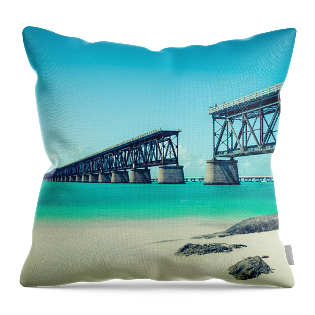 Atlantic Throw Pillow featuring the photograph Bahia Hondas Railroad Bridge by Hannes Cmarits