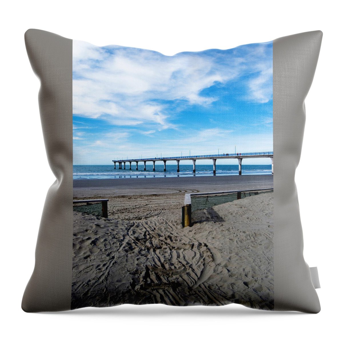 New Brighton Throw Pillow featuring the photograph Brighton Beach by Roseanne Jones