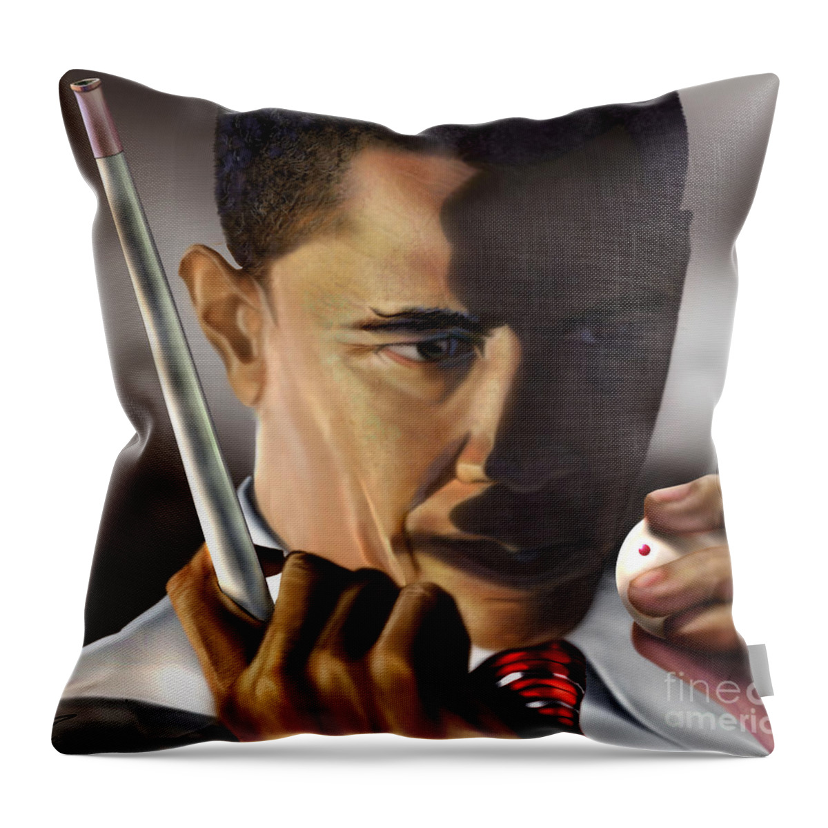 Pool Throw Pillow featuring the painting Obama Beyond Shark Waters by Reggie Duffie