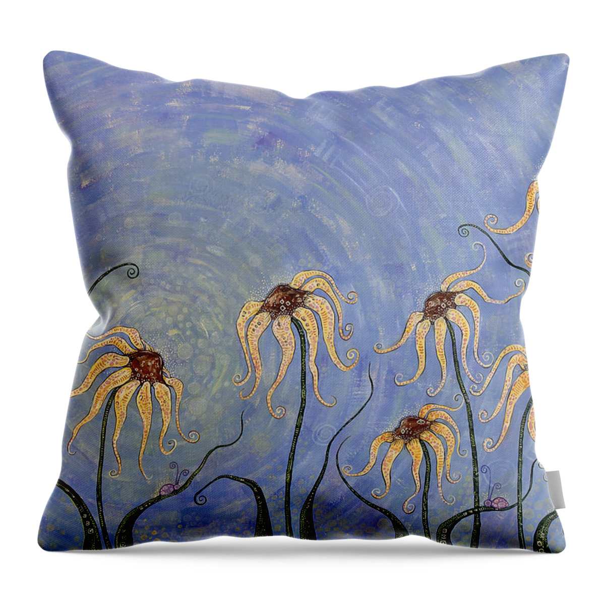 Floral Throw Pillow featuring the painting Big Blue Sky by Tanielle Childers
