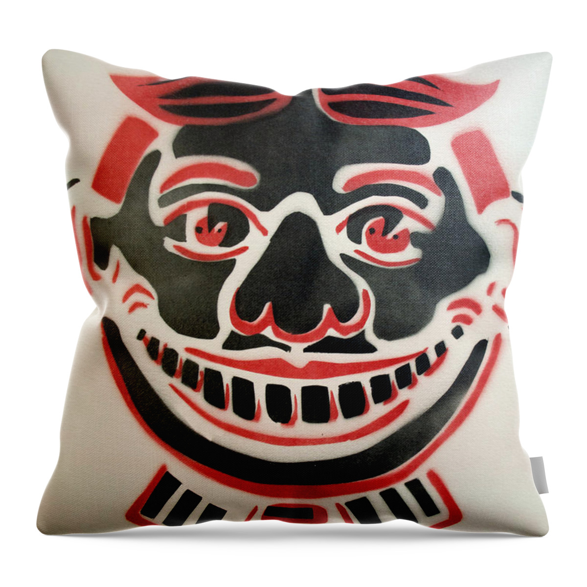 Tillie Of Asbury Park Throw Pillow featuring the painting Black and red Tillie on White by Patricia Arroyo