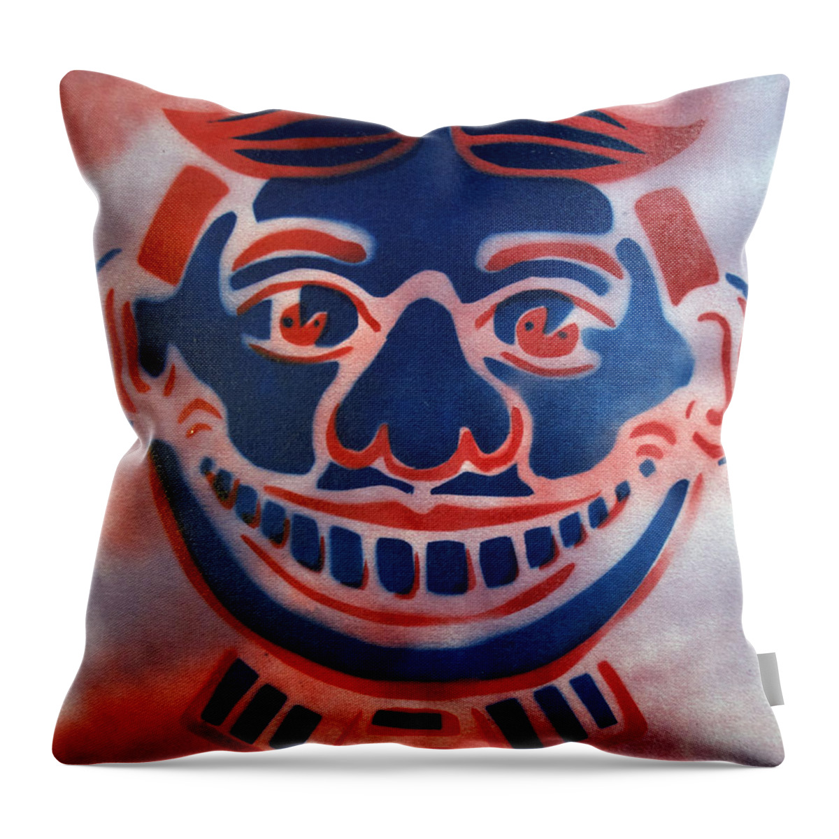 Tillie Of Asbury Park Throw Pillow featuring the painting Blue and Red Tillie by Patricia Arroyo