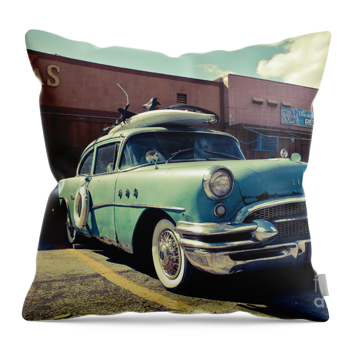 Miami Throw Pillow featuring the photograph Buick by Hannes Cmarits