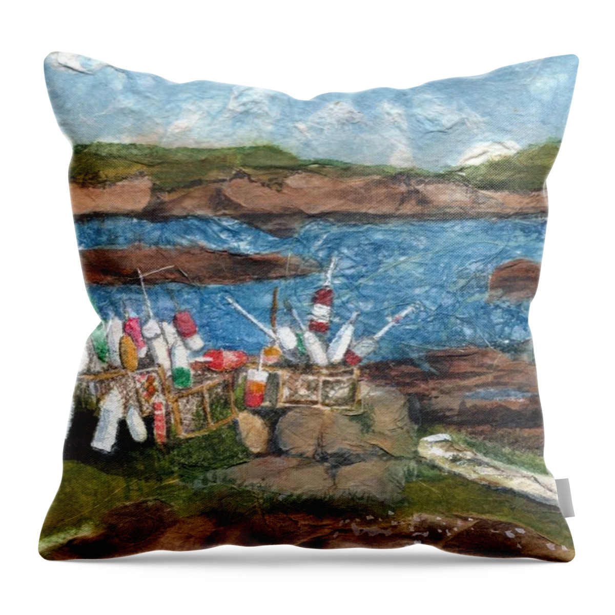 Buoy Throw Pillow featuring the painting Buoy Collection by Lynn Babineau