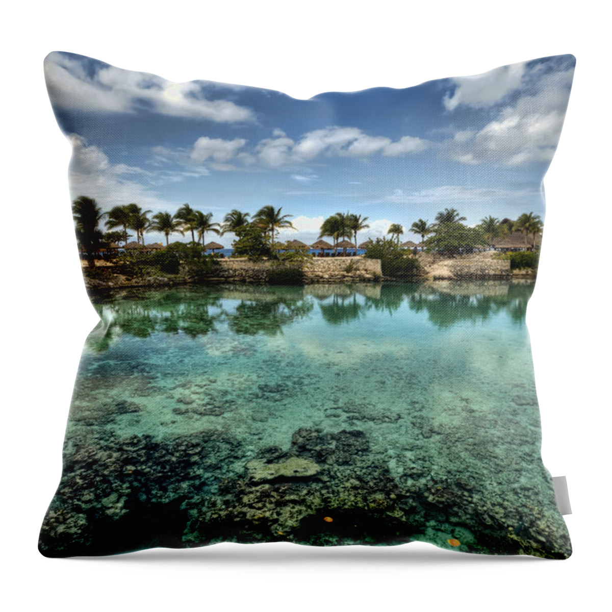 Hdr Throw Pillow featuring the photograph Chankanaab Lagoon by Brad Granger