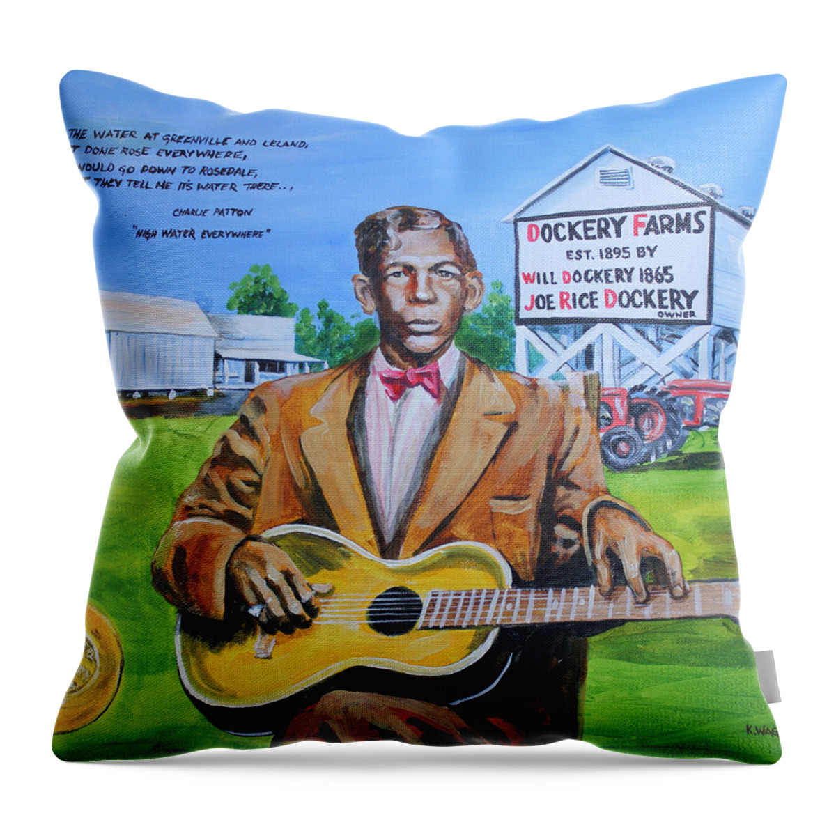 Charlie Patton Throw Pillow featuring the painting Charlie Patton by Karl Wagner